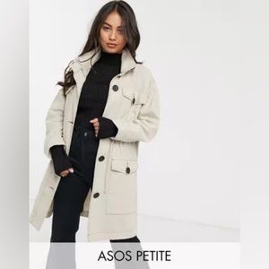 ASOS DESIGN Petite Four Pocket Slouchy Linen Parka